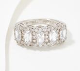 Diamonique Platinum-Clad Sterling Silver Emerald-Cut Halo Band Ring, Size 9